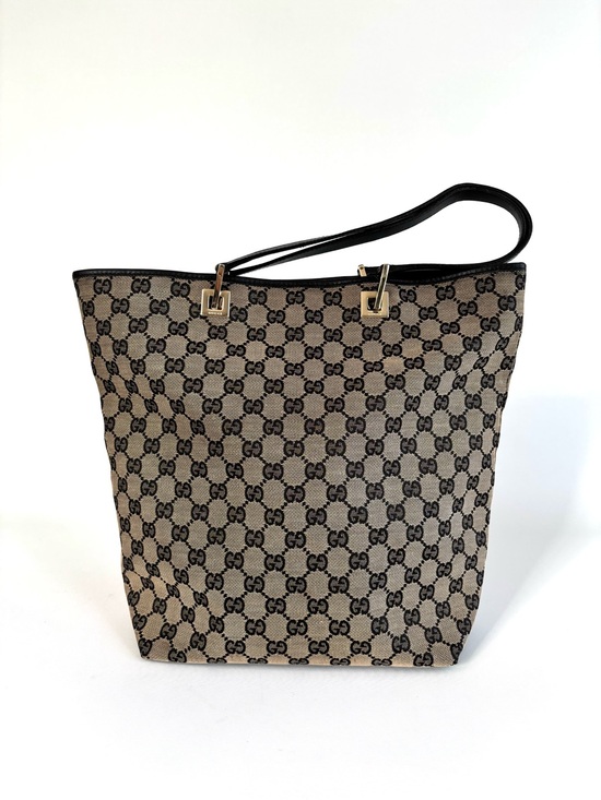Gucci Handbags - Gucci GG Eclipse Canvas Vintage Tote with Black Trim